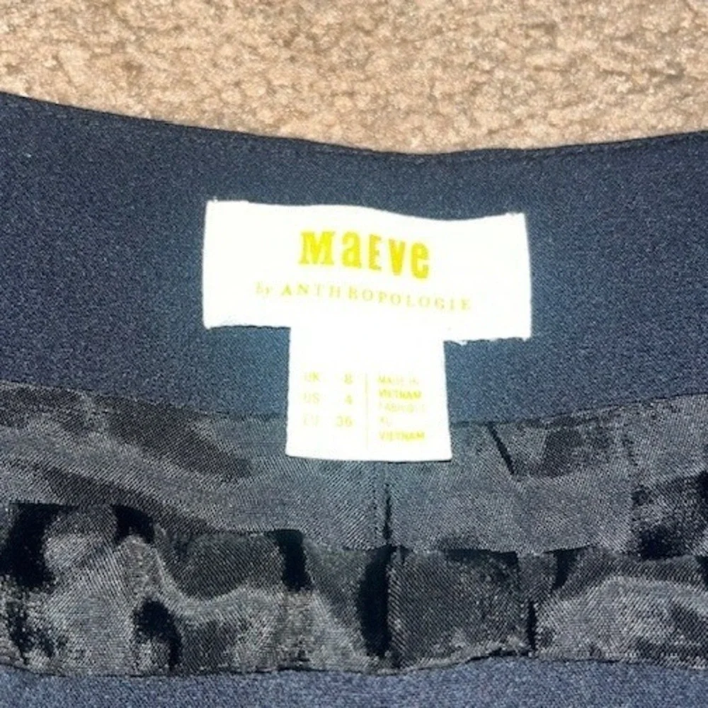 Anthropologie Maeve Tailored Skort Wrap Front Side Zip‎ Mini Pocket Navy Blue 4